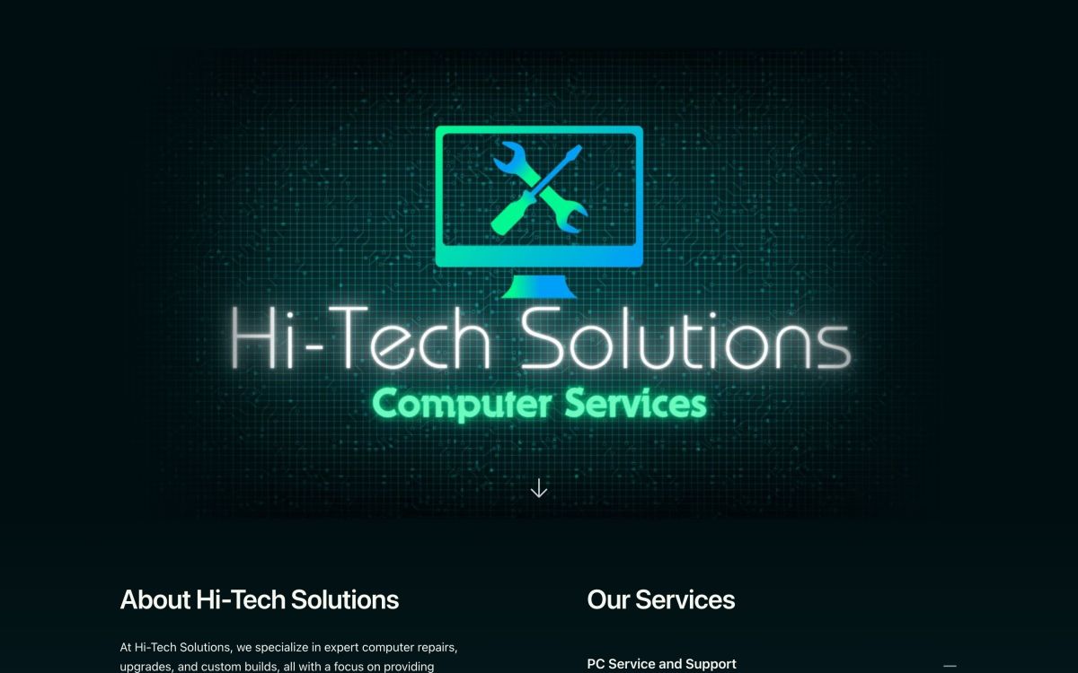 Hi-Tech Solutions computer services homepage